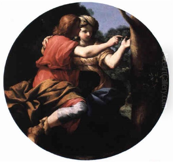 Angelica And Medoro Oil Painting by Giovanni Francesco Romanelli