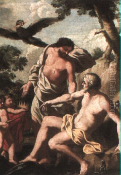 Jupiter Releasing Saturn Oil Painting by Giovanni Francesco Romanelli