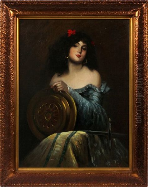 Seated Young Woman Oil Painting by Juana Romani