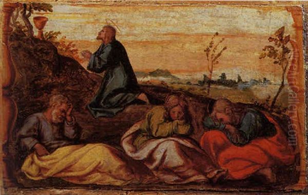 Christ Washing The Disciples' Feet Oil Painting by  Romanino (Girolamo Romani)