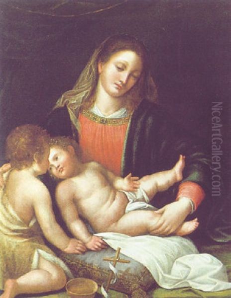 Madonna Mit Kind Oil Painting by  Romanino (Girolamo Romani)