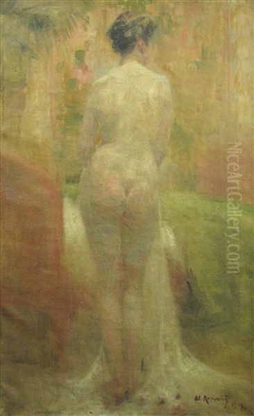 Nude Seen From The Back Oil Painting by Alexandru Romano