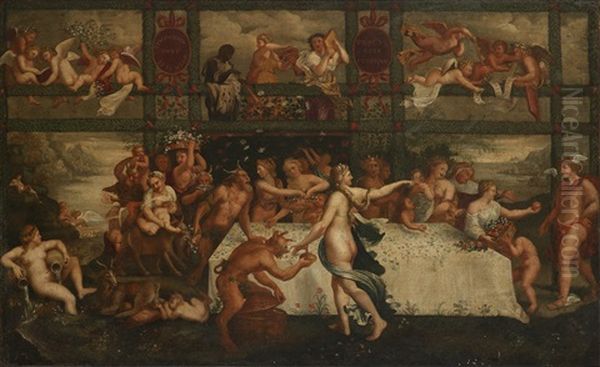 Wedding Feast Of Cupid And Psyche Oil Painting by Giulio Romano