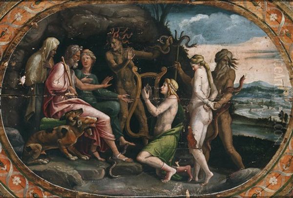 Orpheus Vor Pluto Und Proserpina by Giulio Romano