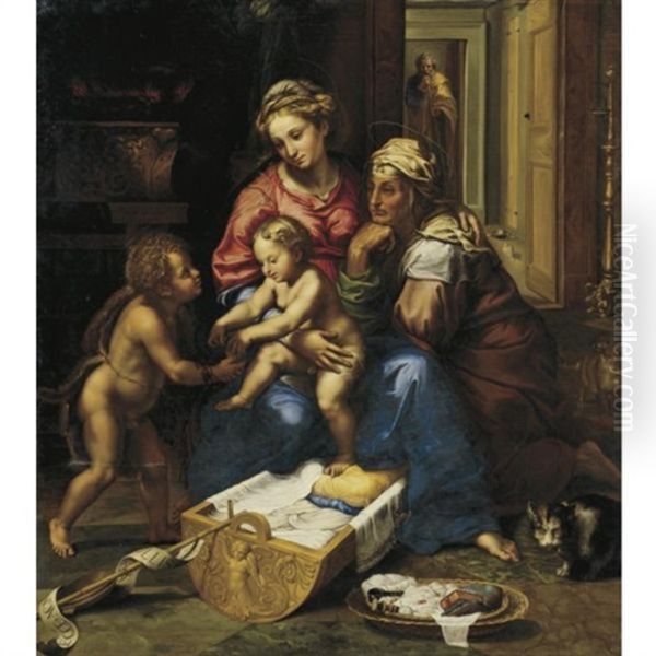 The Madonna Della Gatta Oil Painting by Giulio Romano