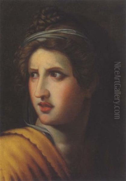 Kopfstudie Einer Frau (bozzetto Di Testa Femminile) Oil Painting by Giulio Romano