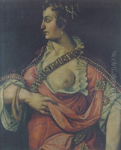 A Woman Oil Painting by Giulio Romano