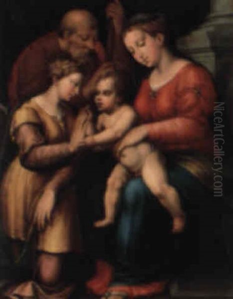 The Mystic Marriage Of Saint Catherine Oil Painting by Giulio Romano