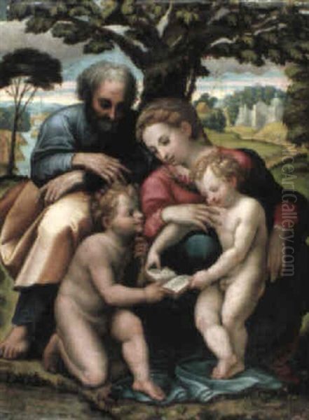 The Holy Family With The Infant St. John Oil Painting by Giulio Romano