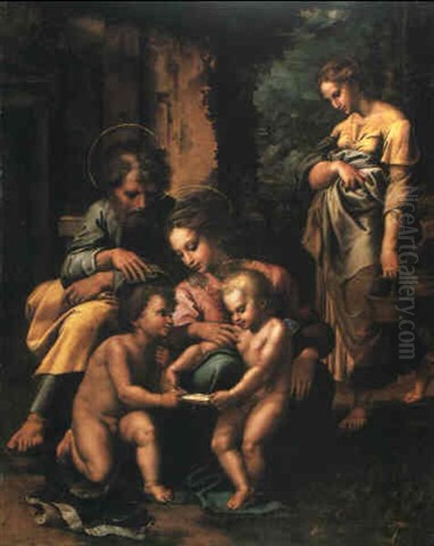 The Spinola Holy Family Oil Painting by Giulio Romano