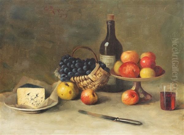 Still Life With Food Oil Painting by Grigore Romano