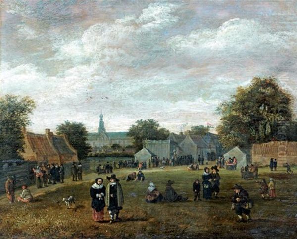 Promeneurs Dans Un Parc A Haarlem Oil Painting by Gillis Rombouts