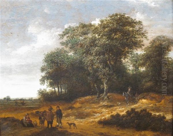 Travelers In A Wooded Landscape Oil Painting by Gillis Rombouts