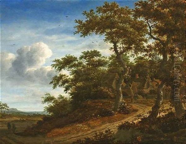 Baumbestandene Landschaft Mit Gehoften Und Wanderern Oil Painting by Gillis Rombouts