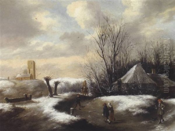 Winterliche Dunenlandschaft Mit Reisenden Oil Painting by Gillis Rombouts