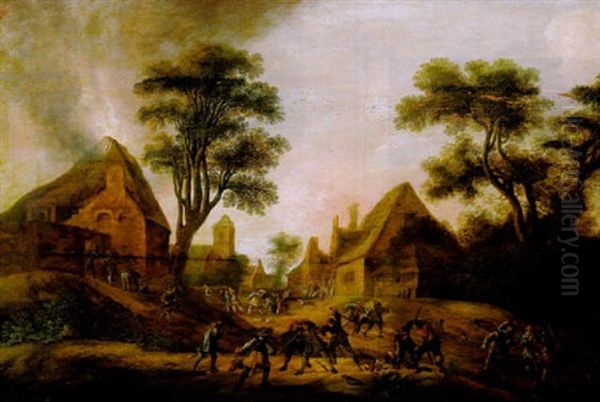 Uberfall In Einem Dorf Oil Painting by Gillis Rombouts