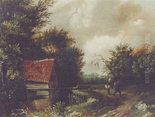 A Peasant Couple By A River Oil Painting by Gillis Rombouts