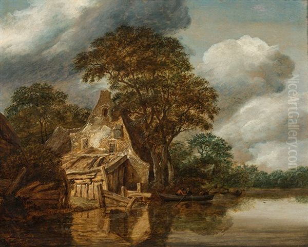 Fisherman's Cottage Oil Painting by Salomon Rombouts