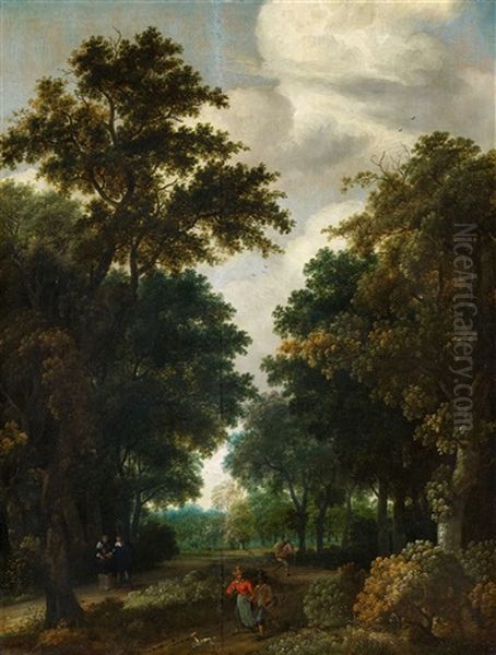 Wooded Landscape With Figures Oil Painting by Salomon Rombouts