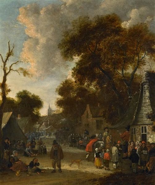 Bauernmarkt In Einem Hollandischen Dorf Oil Painting by Salomon Rombouts