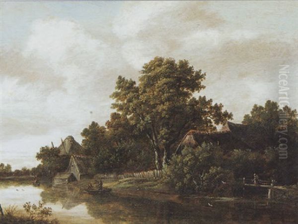 Rivierlandschap In De Omgeving Van Haarlem Oil Painting by Salomon Rombouts