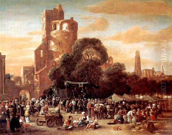 Kermesse In A Dutch Town Oil Painting by Salomon Rombouts