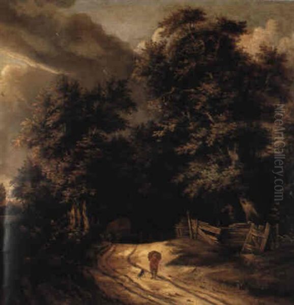 Wooded Landscape With A Traveller On A Track Oil Painting by Salomon Rombouts