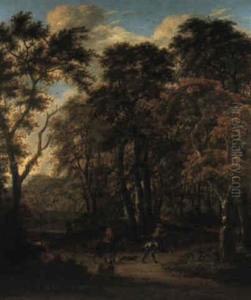 Waldlandschaft Mit Jagern Und Reitern Oil Painting by Salomon Rombouts