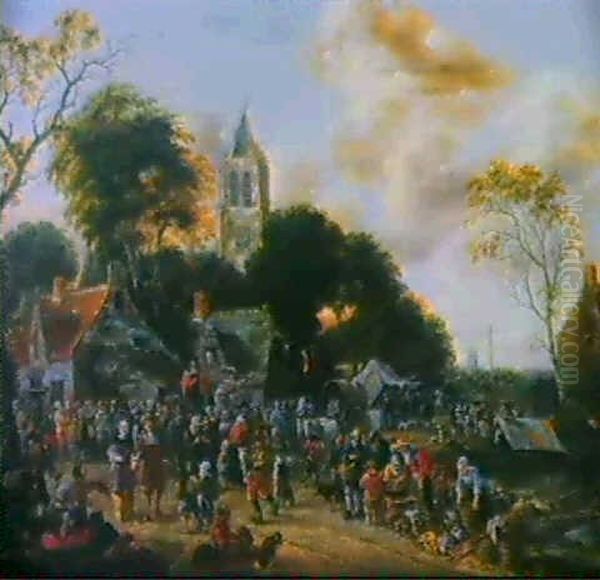 Markttag In Einem Hollandischen Dorf. Oil Painting by Salomon Rombouts