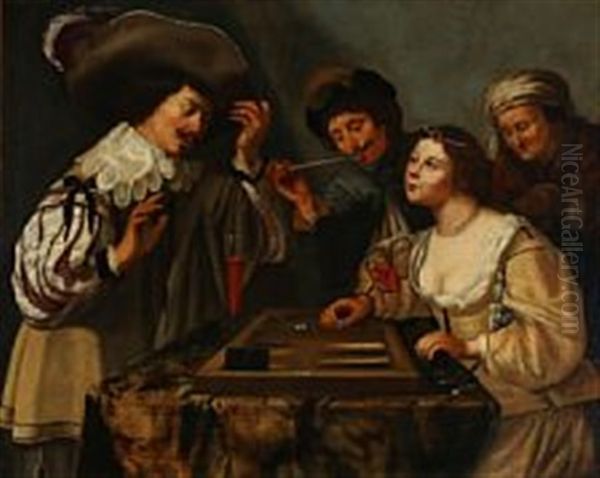 Backgammon Players Oil Painting by Theodoor Rombouts