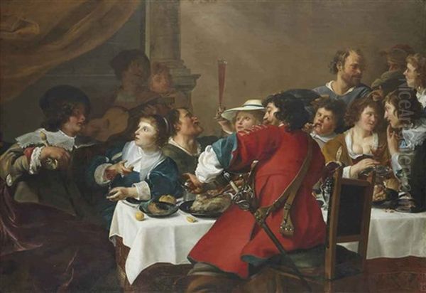 A Merry Company Oil Painting by Theodoor Rombouts