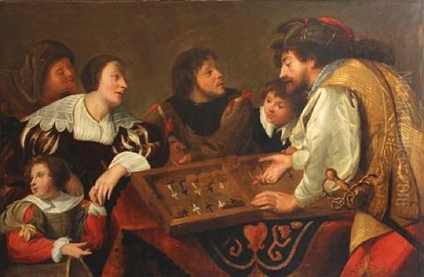 The Backgammon Players Oil Painting by Theodoor Rombouts