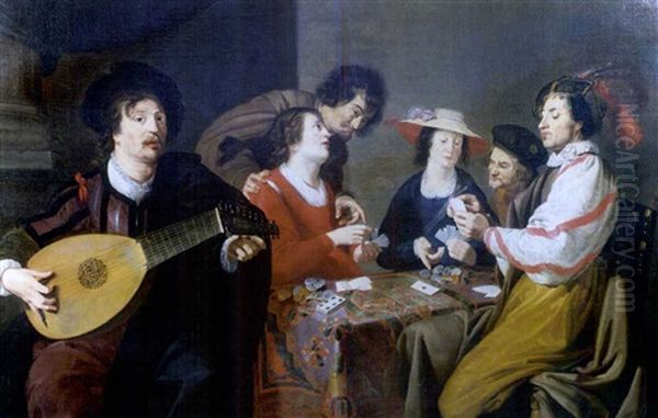 Les Joueurs De Cartes Oil Painting by Theodoor Rombouts