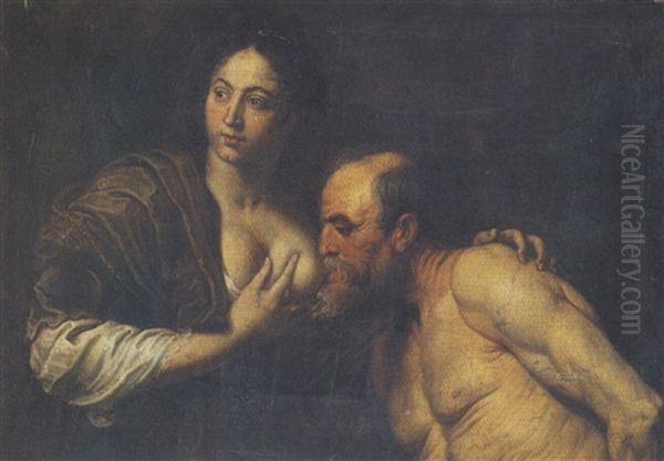 Roman Charity Oil Painting by Theodoor Rombouts