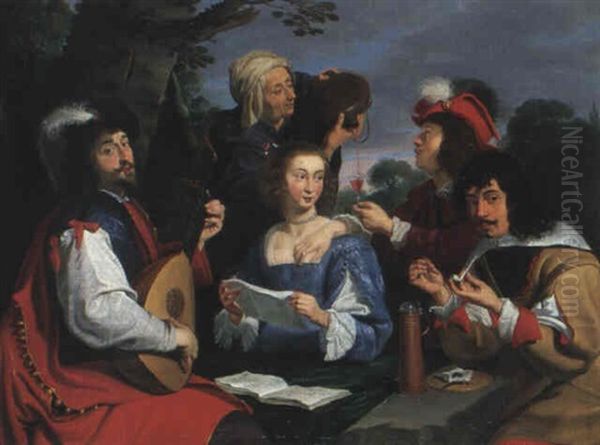 Die F_nf Sinne Oil Painting by Theodoor Rombouts