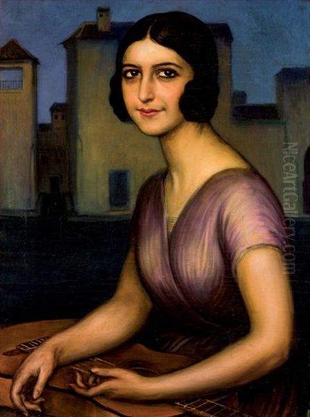 Senorita Berot Oil Painting by Julio Romero De Torres