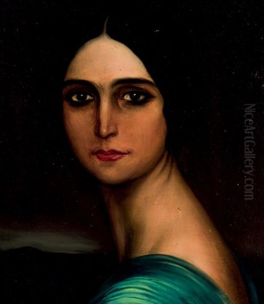 Mujer Morena Oil Painting by Julio Romero De Torres