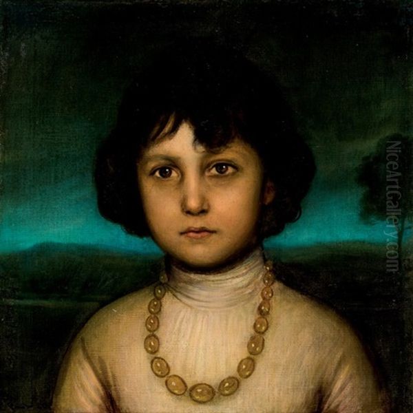 Retrato De La Srta Oteyza Oil Painting by Julio Romero De Torres