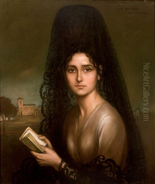 La Mantilla Oil Painting by Julio Romero De Torres