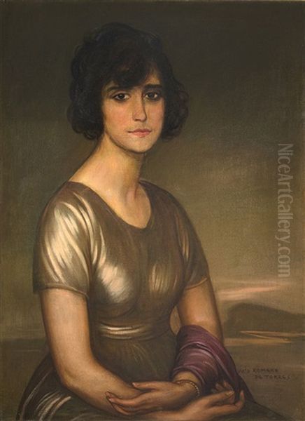 Retrato De Joven Mujer Oil Painting by Julio Romero De Torres