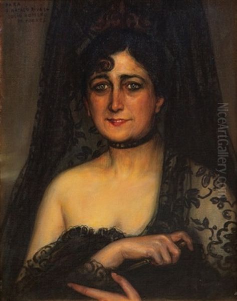 Retrato De Dona Pilar Laredo Oil Painting by Julio Romero De Torres