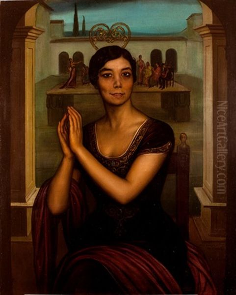 La Nina De Los Peines Oil Painting by Julio Romero De Torres