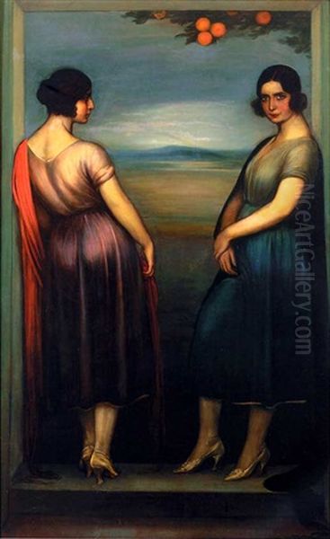 Carmen Y Fuensanta Oil Painting by Julio Romero De Torres