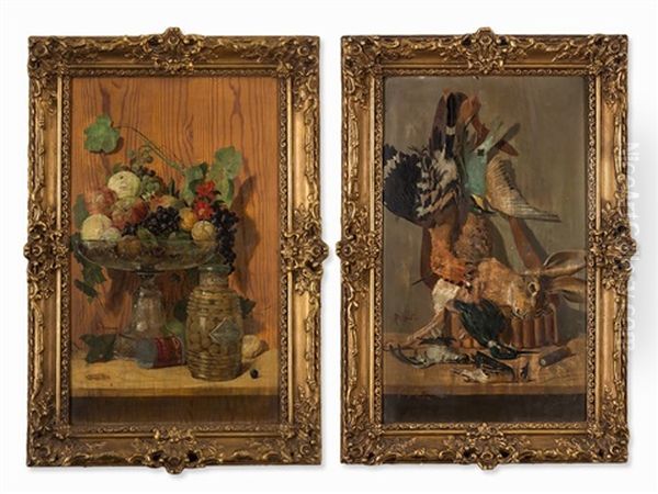 Still Lifes (pair) Oil Painting by Rafael Romero De Torres