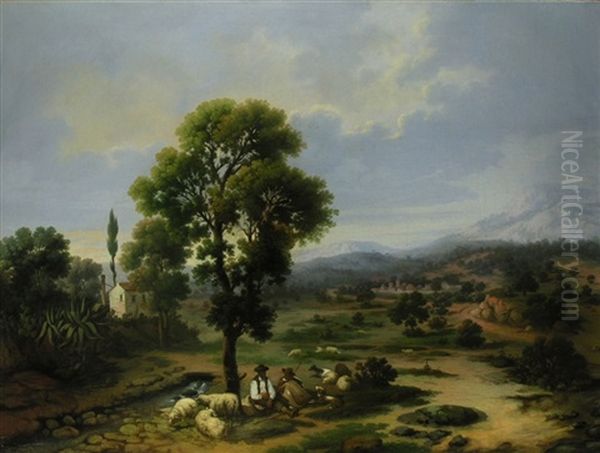 Landschaft Bei Sevilla Oil Painting by Rafael Romero De Torres