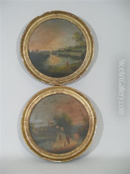 Spanish Landscape (+ Another Similar; 2 Works) Oil Painting by Rafael Romero Y Barros