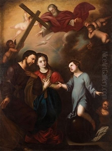 Las Dos Trinidades Oil Painting by Juan De Sevilla Romero Y Escalante