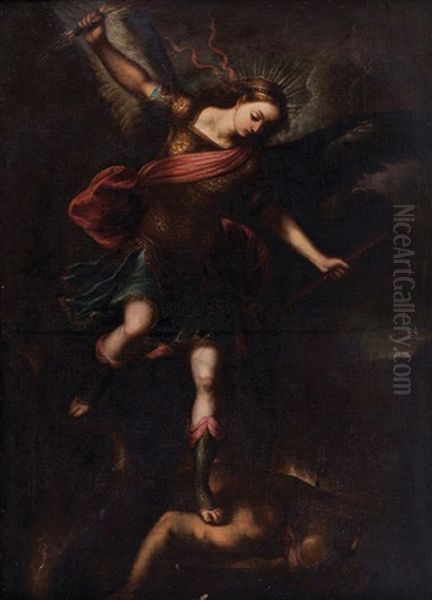 San Miguel Arcangel Oil Painting by Juan De Sevilla Romero Y Escalante