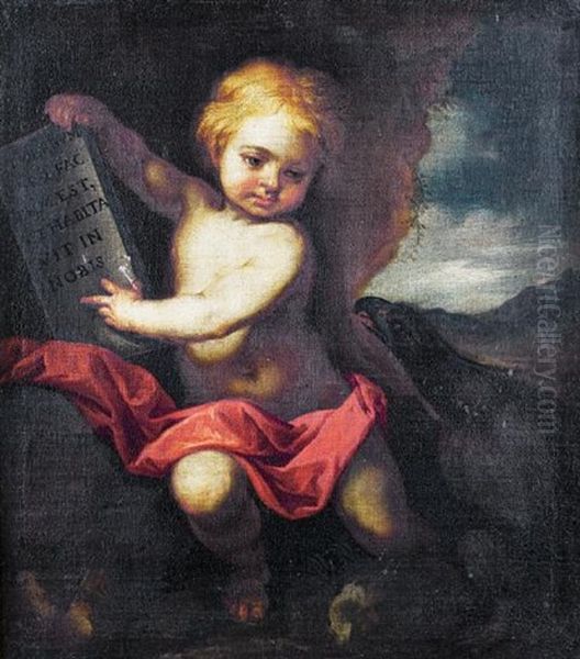 The Infant Saint John The Baptist, In A Cave, Before An Open Landscape Oil Painting by Juan De Sevilla Romero Y Escalante