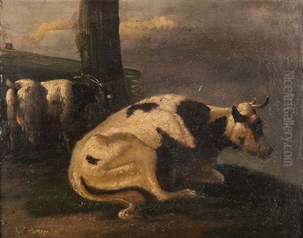 Resting Cow Oil Painting by Willem Romeyn